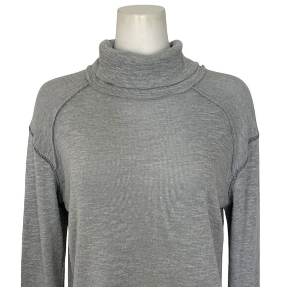 Free People We The Free Long Sleeve Turtle Top L Gray Split Back Turtleneck - Picture 7 of 12